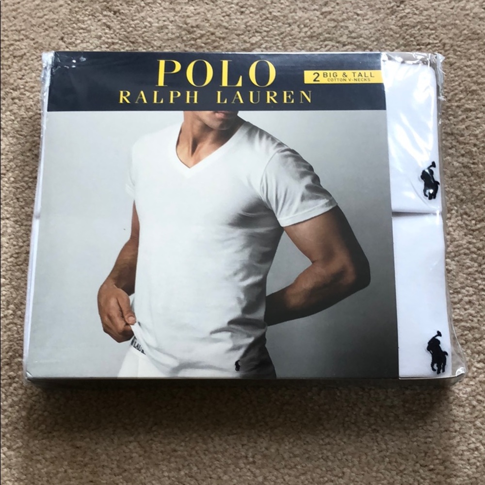 2 White Polo V Neck T-Shirts